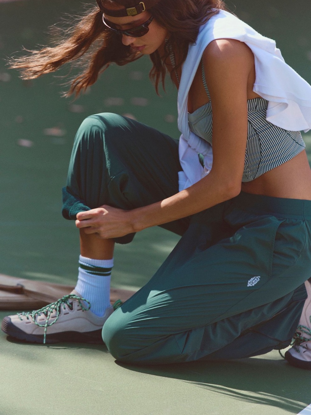 NWT Free People Turn It Up Fleece Lined Jogger Pants - Green - Size Medium